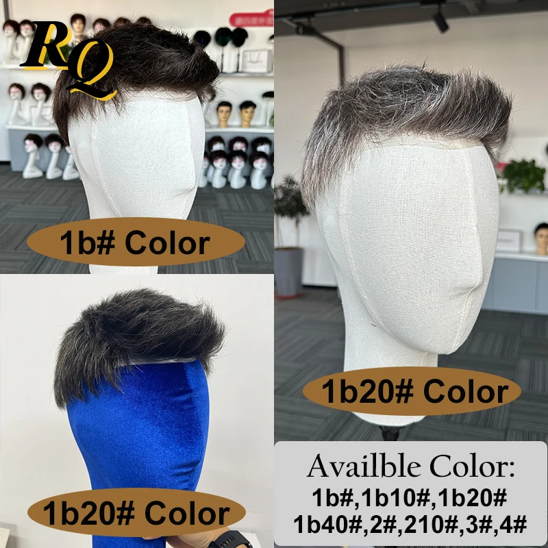 Pre Cut Styled Toupee Hair Men Thin Skin V Looped Human Hair Replacement System For Man 1B40 Hair Piece Protesis Hombre Male Wig