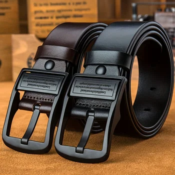 Men's fashionable alloy buckle belt, high-end business belt, high-quality faux leather casual jeans belt