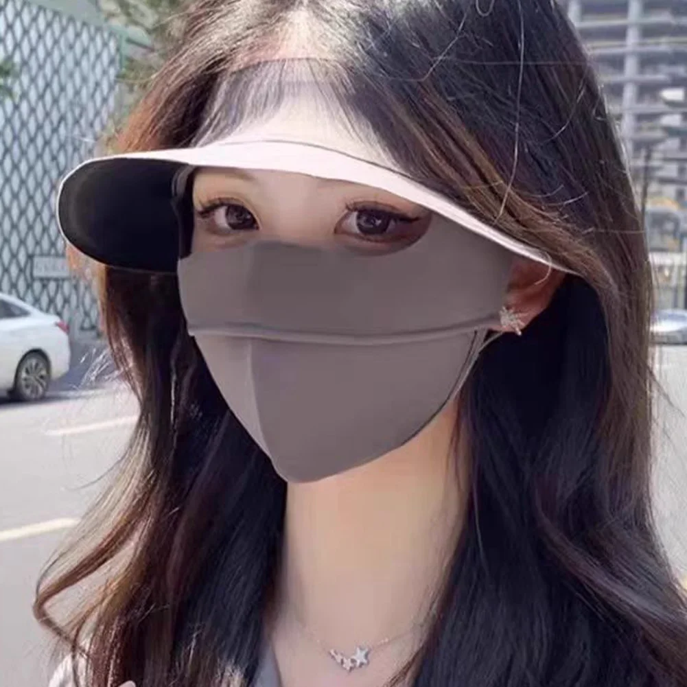 Full Face Sunscreen Mask Outdoor Driving Riding UV Protection Eye Protection Ice Silk Facekini Sports Mask Large Vinyl Brim