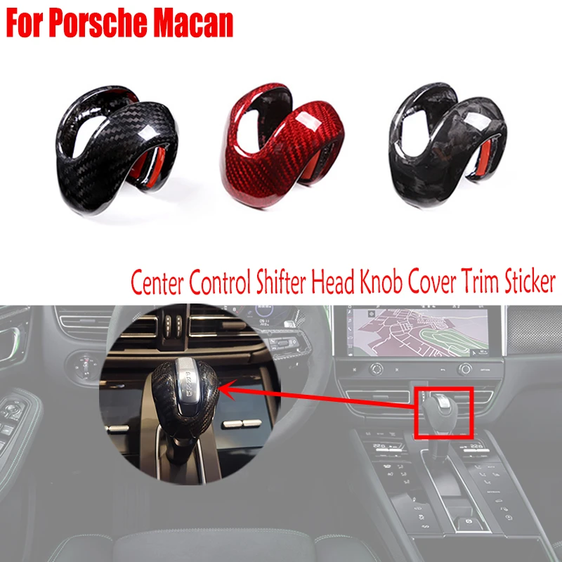 

For Macan 2022 2023 Real Carbon Fiber Interior Parts Car Accessories Center Control Shifter Head Knob Cover Trim Sticker