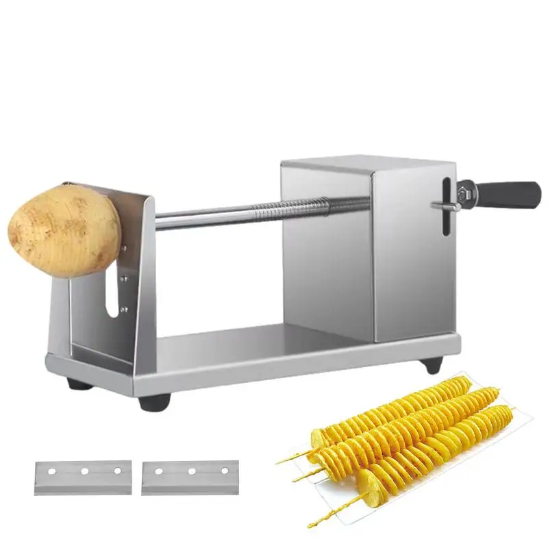 Stainless Steel Spiral Tornado Potato Cutter Kitchen Vegetable Fruit Chips Slicer 3 Blades Potato Shaped Choper