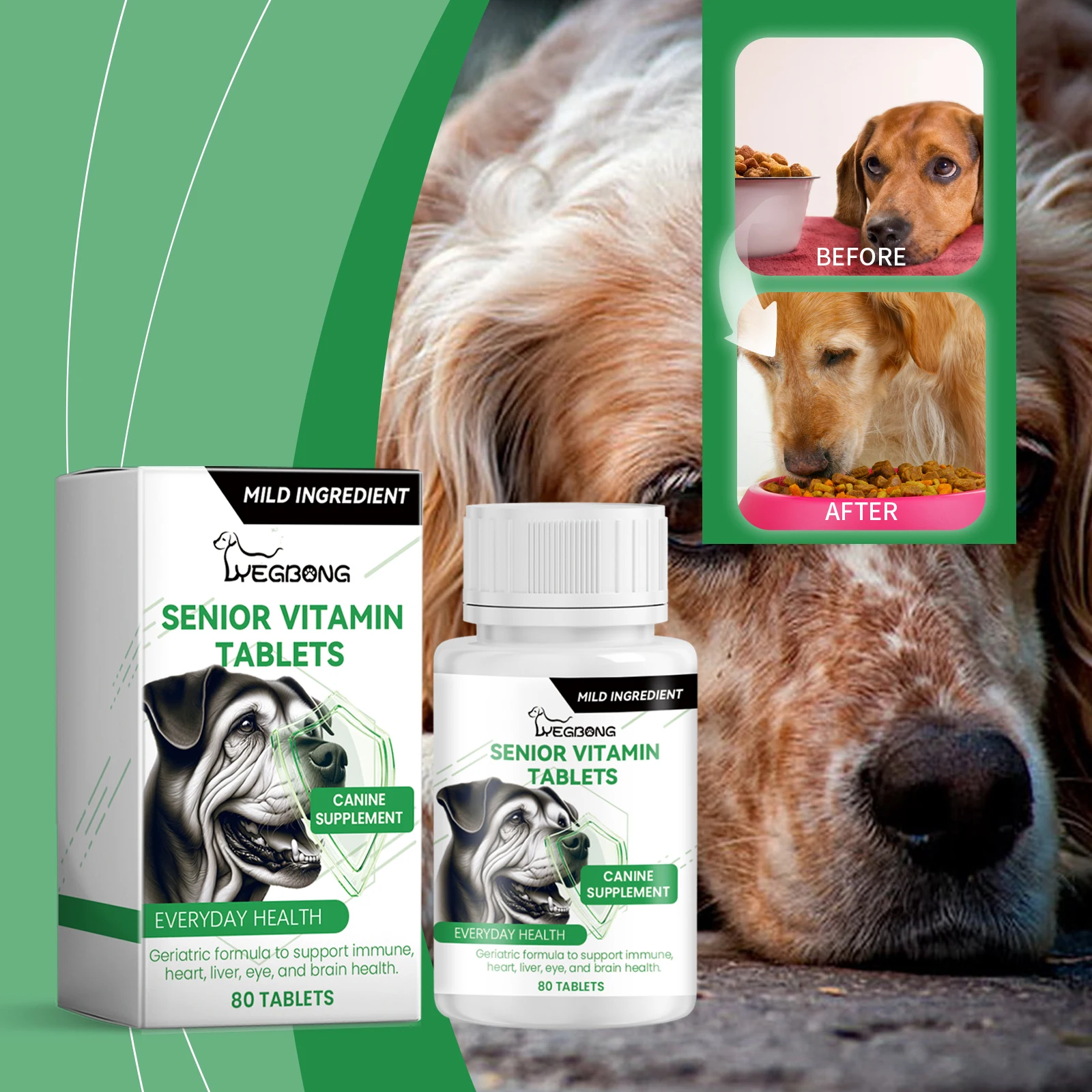 Nutritional vitamin tablets for middle-aged and elderly dogs Mood relaxers pets Provide total nutrition Pet Nutrition Supplement