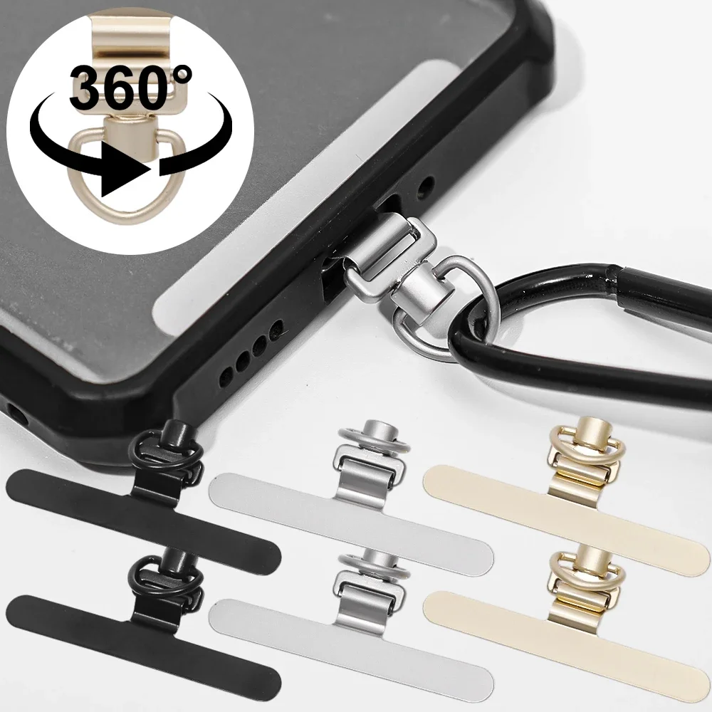 0.2mm 울트라 얇은 스테인레스 스틸 핸드폰 테더 탭 360도 회전 전화 크로스 바디 손목 스트랩 금속 가스켓 패치 클립