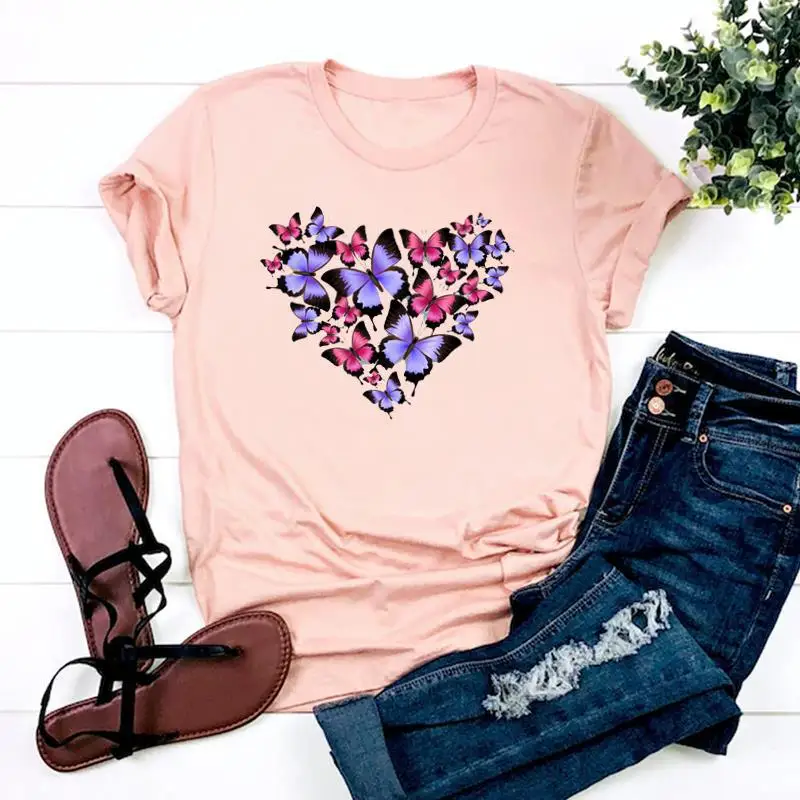

Leopard Print Letters Popular Printed European and American Clothing Top Women's T-shirt Aesthetic Clothes Women Clothing