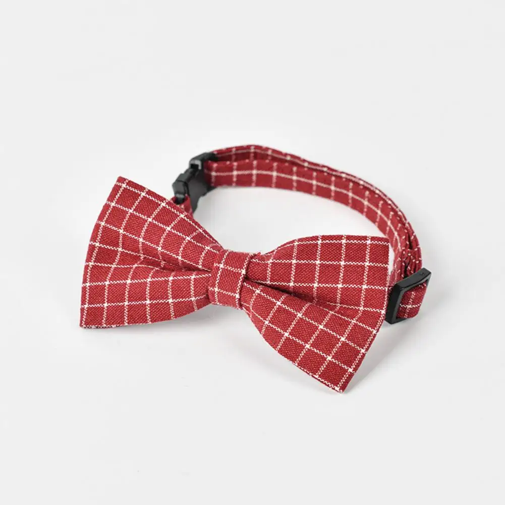 

Versatile Pet Collar Adjustable England Style Plaid Pet Bow Tie Collar for Comfortable Lightweight Dog Cat Accessory for Small