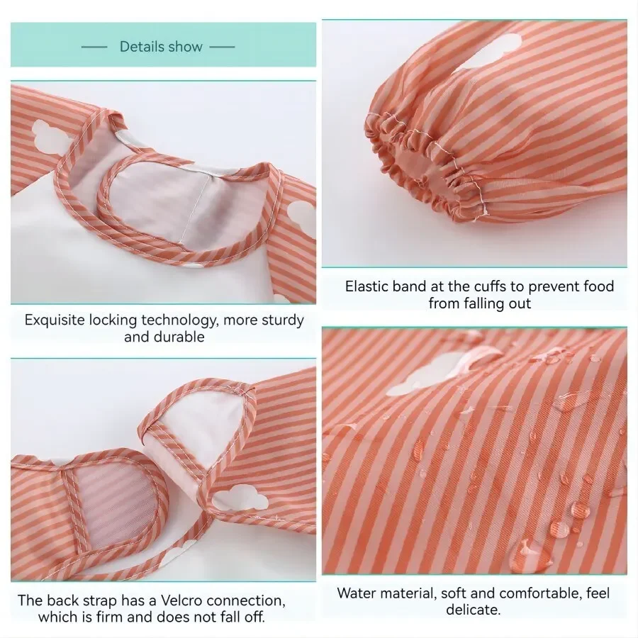 1Pcs Waterproof Eating Smock Infant Toddler Baby Cartoon Long Sleeve Art Apron Animal Smock Soft Baby Bib Burp Clothes Baby & Maternity