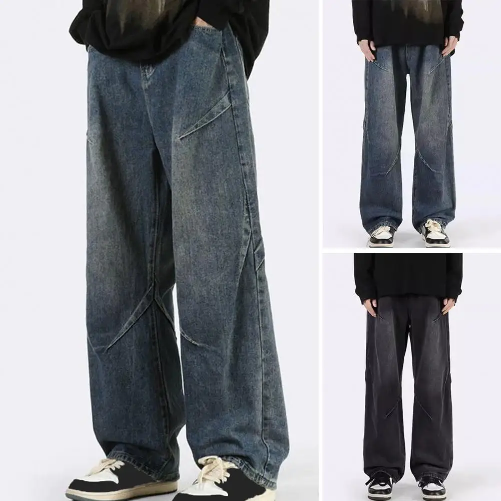 

Wide-leg Men Denim Pants Men's Hip Hop Style Denim Pants Women's High Waist Baggy Trousers Casual Wide Leg Jeans with Draped