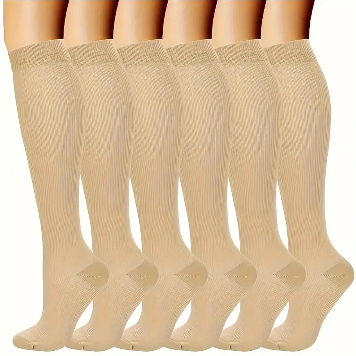6 Pairs Solid Color Compression Socks Nurse Compression Socks Black Skin Color compression socks