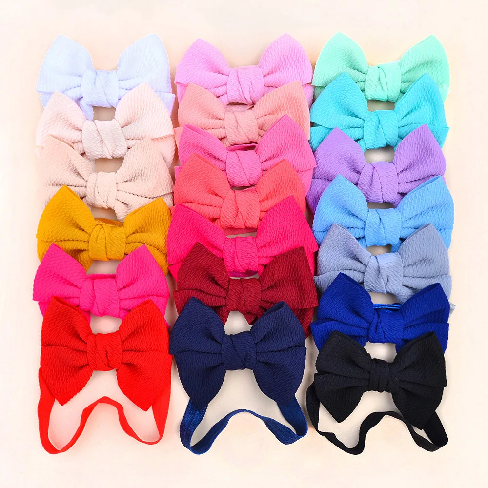 

Kids Solid Color Bows Headband for Baby Girls Nylon Bowknot Elastic Hair Band Lovely Newborn Headwear Hair Accessories Wholesale