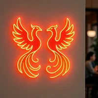Phoenix Neon Sign,Firebird Art Sign,Bird Led Sign Pair of Phoenixes LED Decor, Phoenix and Feathers Neon Decor,Gift for Her 3