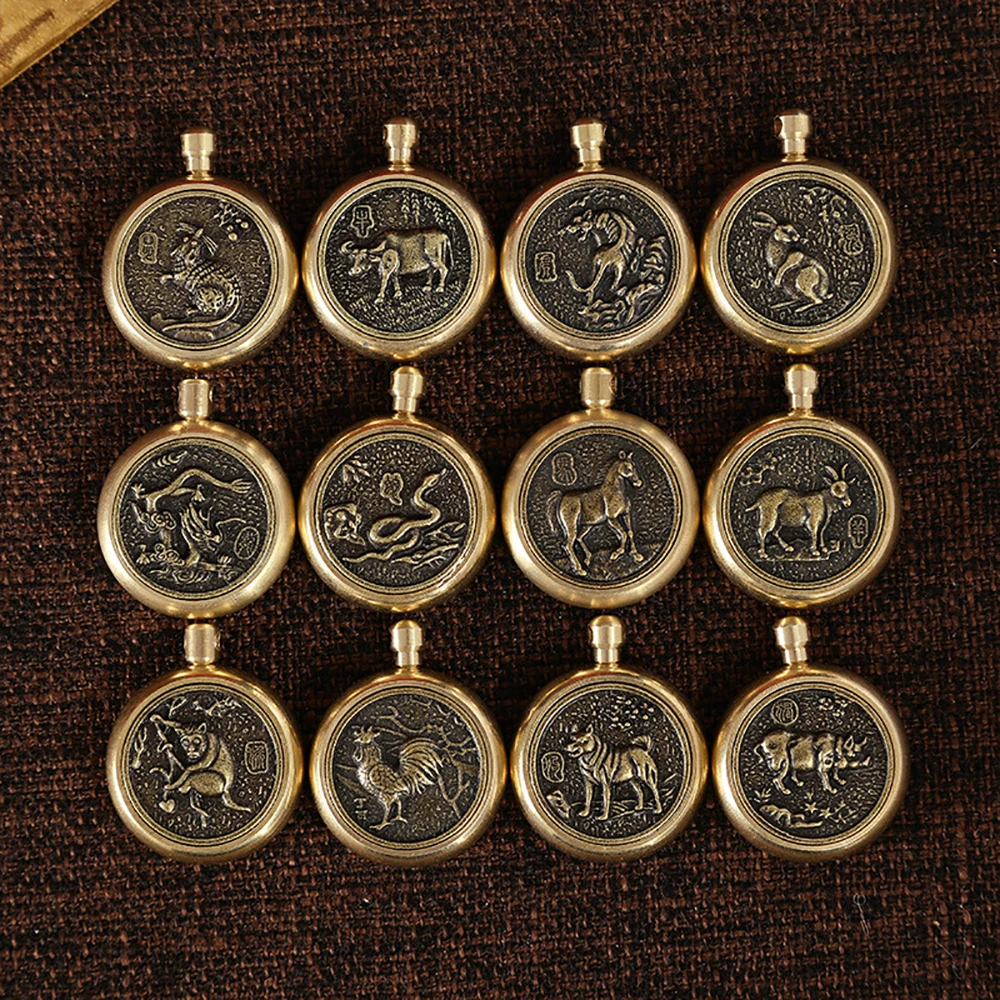 

Solid Brass Keychain Charm Pendant High Quality Chinese Zodiac Signs Craft DIY Decoration Keyring Animals