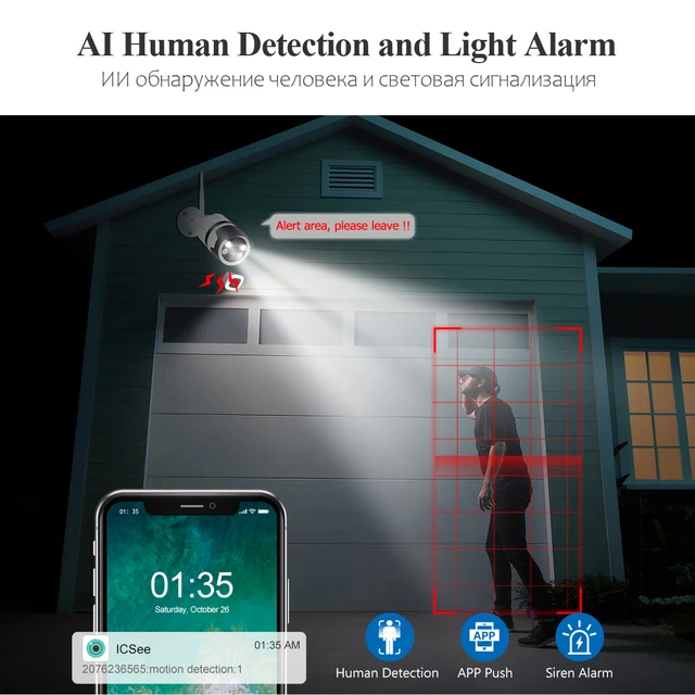 Techage 3MP/5MP WiFi Security Camera System Outdoor Waterproof Night Vision Human Detection Two Way Audio CCTV Surveillance Kit - Image 4