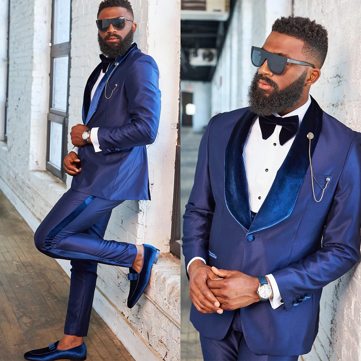 

Casual Wedding Men Suits Tuxedos Groom Wear Blue Notched Lapel Formal Suit Custom Size High Quality 3 Pieces Blazer+Vest+Pant