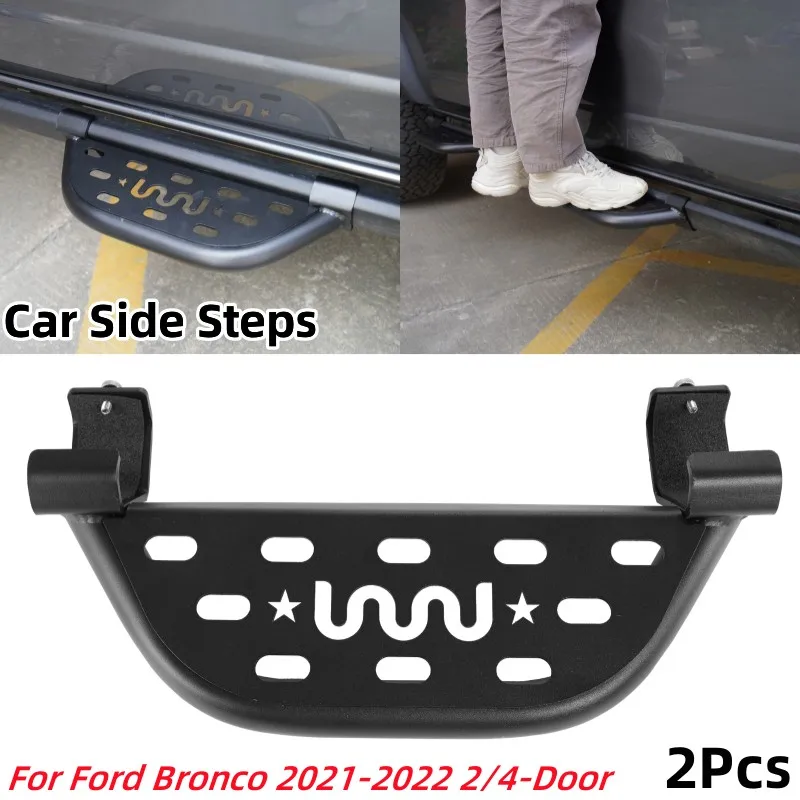 2Pcs/set Car Side Steps Auto Front Rear Door Steps Fit for Ford Bronco 20212022 2/4Door Models