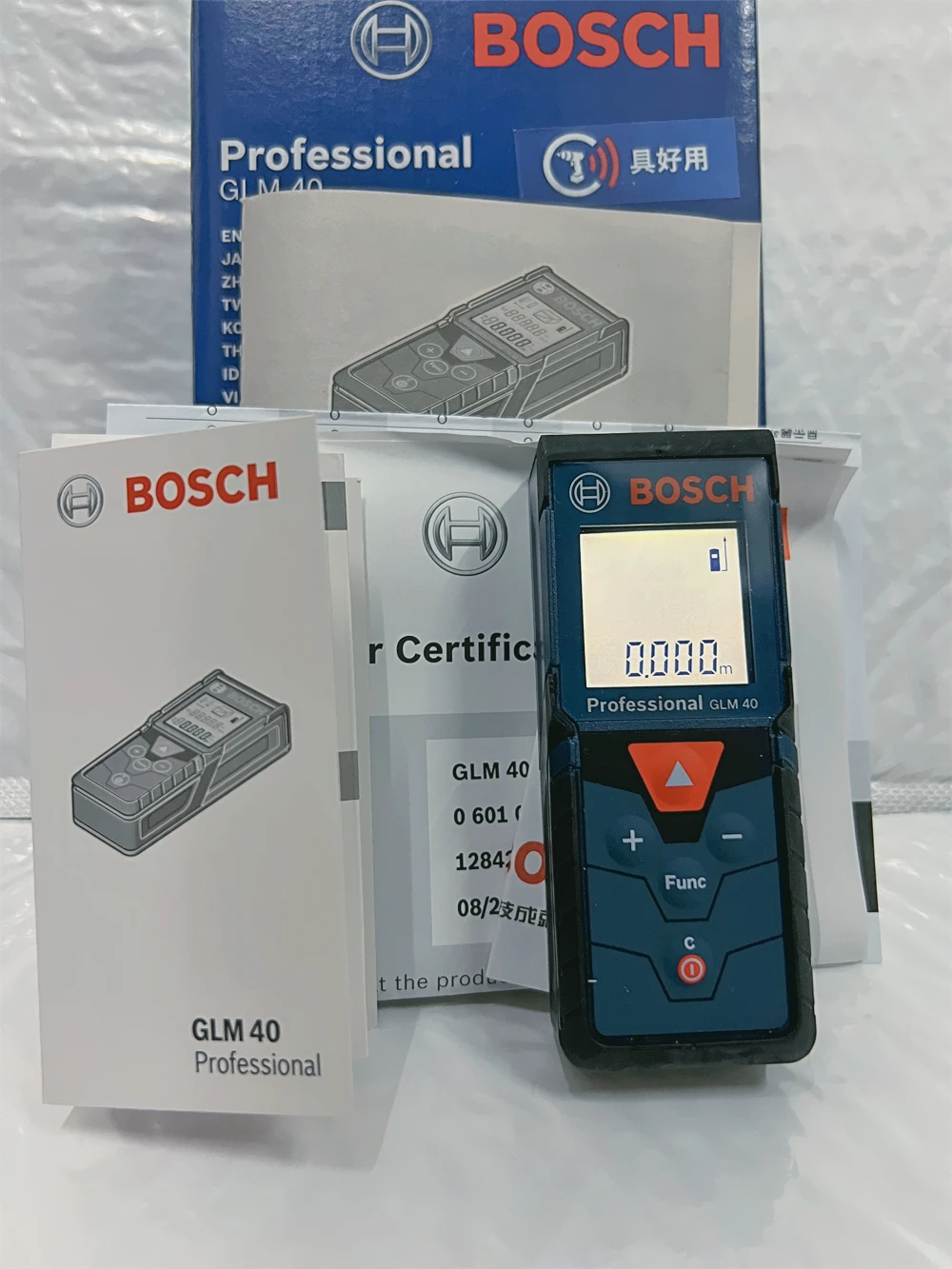 Bosch 고정밀 레이저 거리 측정기, 휴대용 레이저 측정 테이프 눈금자, GLM 40, 40 미터