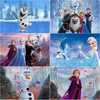 300 Pieces Puzzles Game Disney Frozen Elsa Anna Olaf Cartoon Pitures Teen Kid Relaxing Toy Puzzle Game For Girls Room Collection 1