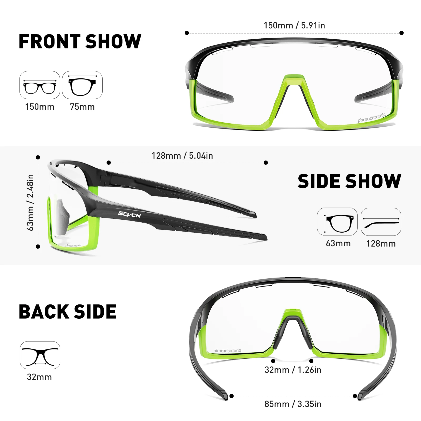 SCVCN Photochromic Cycling Sunglasses Men UV400 Eyewear Sports MTB Outdoor Goggles Bicycle UV400 Women Cycling Glasses