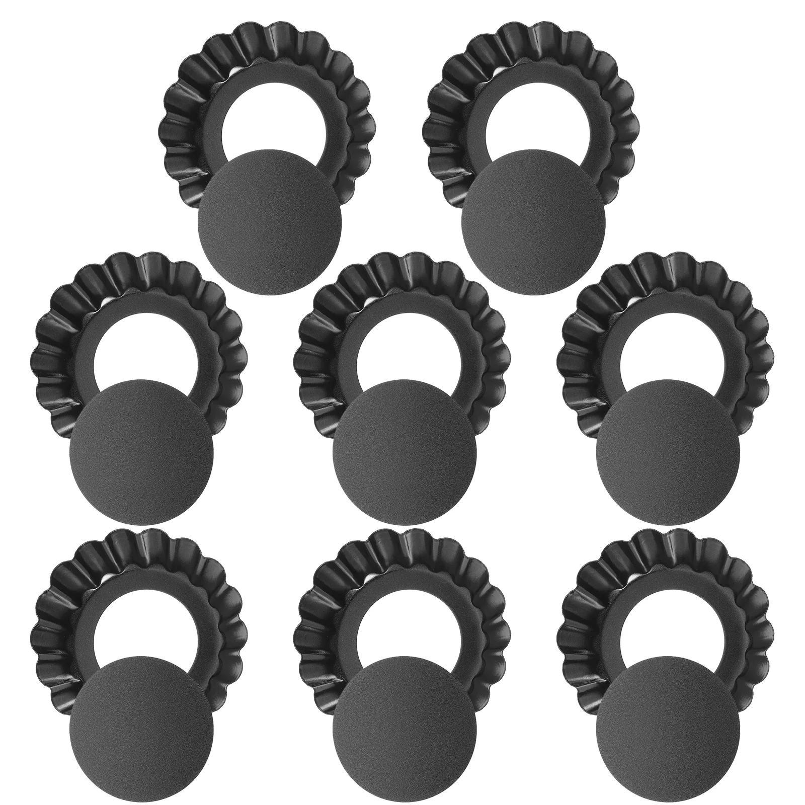 

8pcs Baking Pan with Removable Bottom Metal Round Pan Tart Pan Non-stick Baking Pan