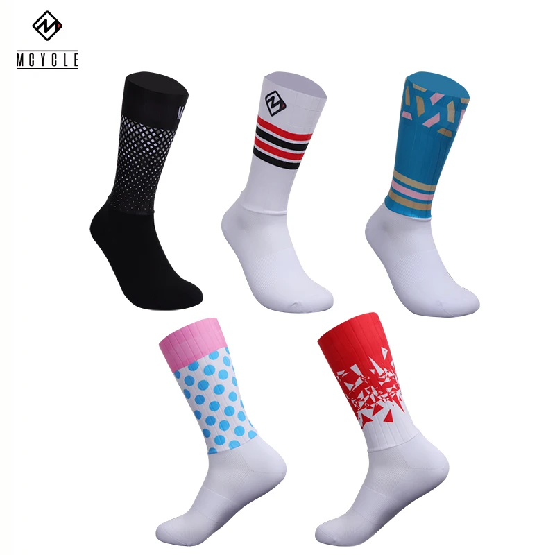 Mcycle Factory Custom Stripe Quick Dry Breathable Anti-Slip Good Wrapping Summer Bicycle Riding Cycling Sock