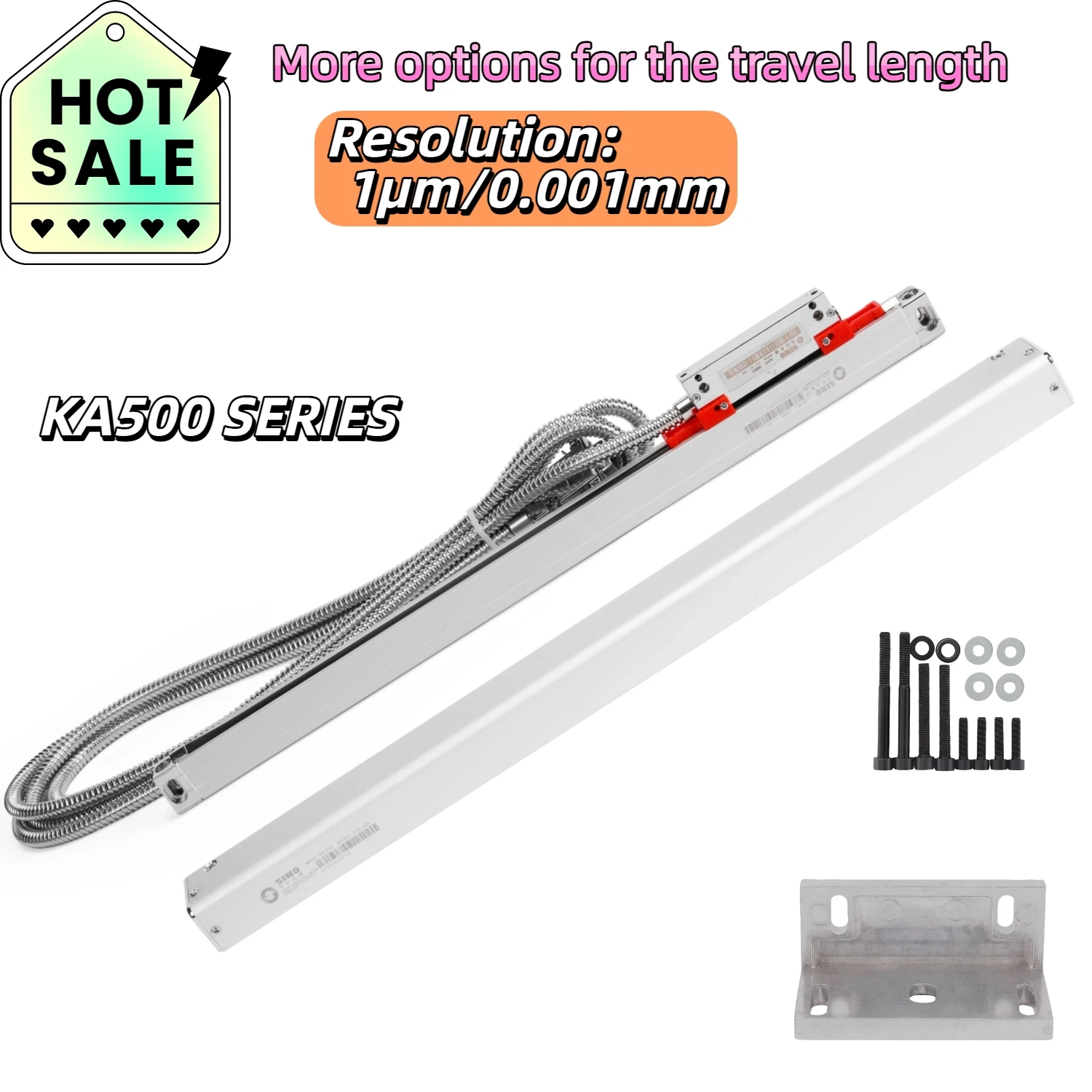 KA500【1um】 70 120 170 220 270 320 370 มม.DRO Linear Glass Scale 18x20 มม.ขนาดเล็กเครื่องกลึงLinear Encoderตะแกรงไม้บรรทัดSensor 1