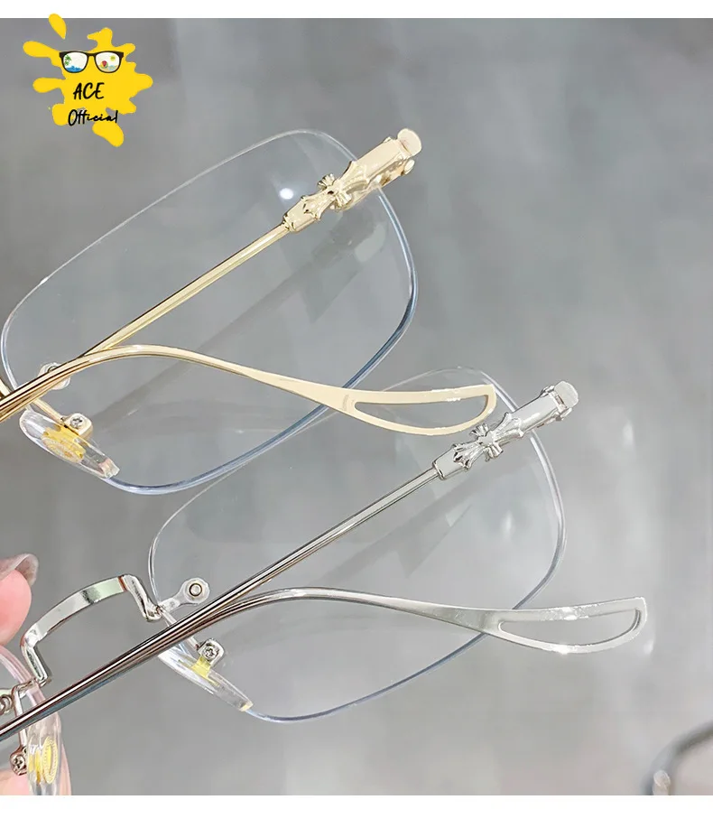 Luxury Diamond Cut Reading Glasses Women Rimless Anti Blue Light Eyeglasses Ladies Plus Prescription Eyewear Diopter 0 To +4.0