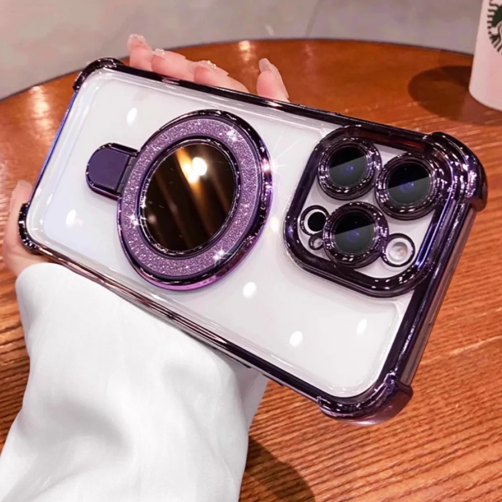 Shockproof Mirror Magnetic Bracket Stand Case Cover
