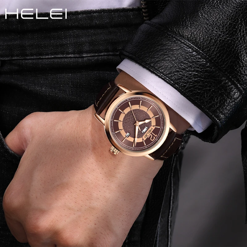 HELEI Men's Watch Classic Double Bezel Men's Quartz Men's Watches Waterproof Silicone Luminous Wristwatch Fashion Quartz Watch