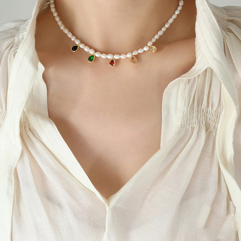 Collier Ancien En Perles D'huître Sauvage - Nacre Naturelle - Longueur 38 Cm