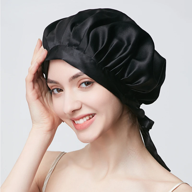Pure Silk Hair Bonnets For Women Sleeping Cap Luxury Natual Silk Sleep Cap Night Bonnet Caps Hair Protection Turban Head Wraps 4