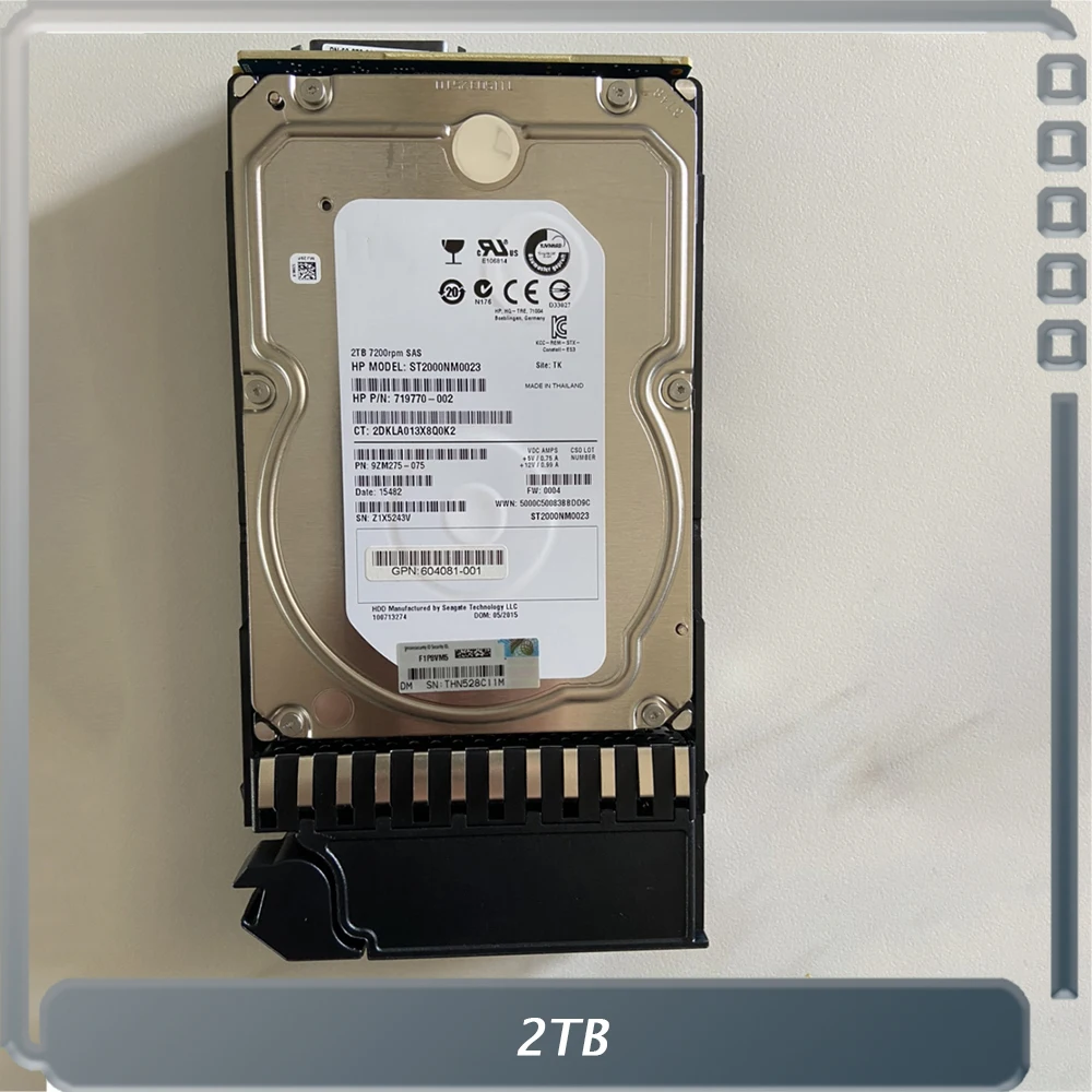 2Tb Per Hp Aw555A P2000 Sas-Fc 7.2K 3.5 605475-001 604051-001 719770-002 Hard Disk