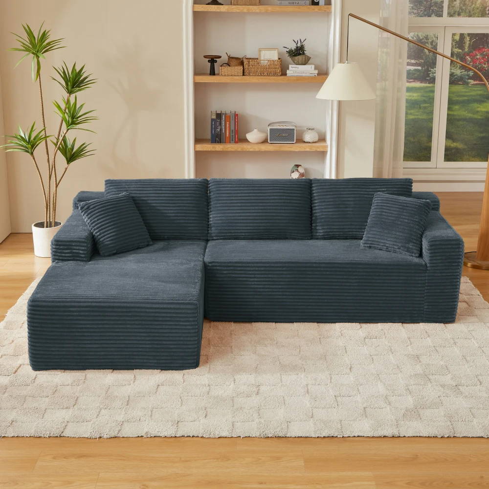 L-förmiges Modulares Ecksofa 3-Sitzer Memory-Schaum Wolkensofa mit Übergroßer Chaiselongue für Wohnzimmer – Detail 29