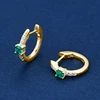 925 Sterling Silver Plated 14K Gold Ladies Hoop Earring 3x3mm Square Artificial Emerald Vintage Earrings for Women Jewelry Gift 4