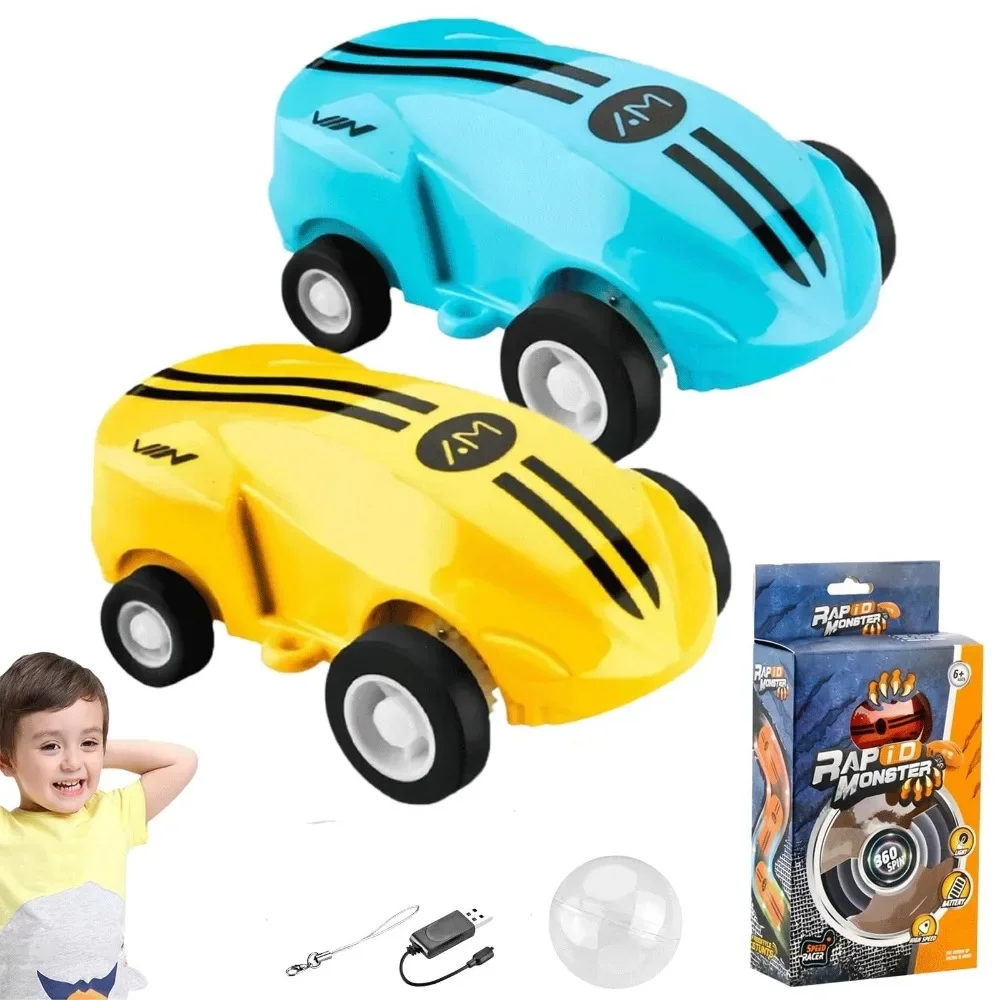 Mini Rc Car High Speed Fast 360 Degree Rotation Luminous Stunt Turn Trick Drift Small Car with Light Usb Charging Children Gift