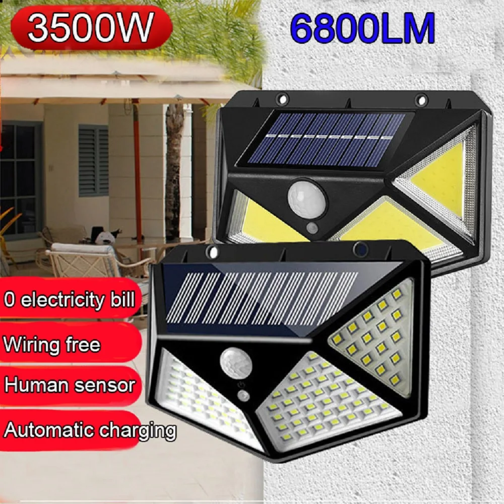 6800 lumens Super 100LEDs Solar Led Wall Lights Outdoor Solar Lamp PIR Motion Sensor Solar Powered Street Light for Garden Light factory price thin wall ball bearings 10pcs bearing 6800 6801 6802 6803 6804 6805 6806 6807 2rs 2rz