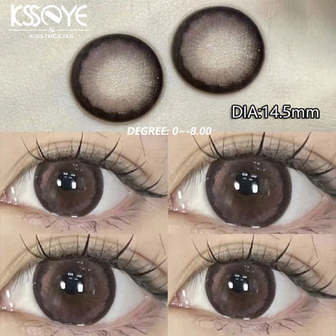 

KSSEYE 2PCS Contact Lenses with Myopia Natural Brown Black Lense For Eyes Contact Lens in Colors Korean Fashion Free Shipping