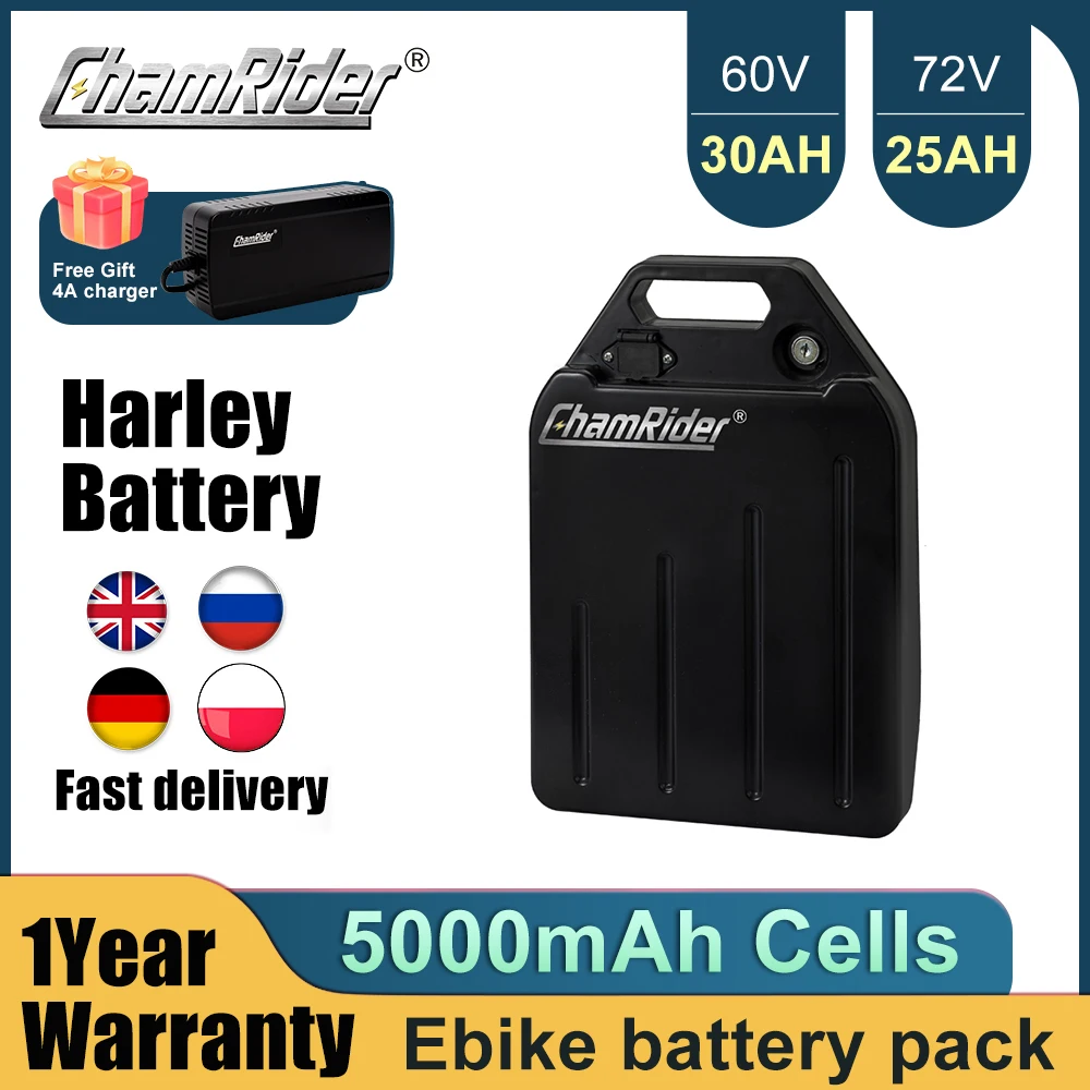 

ChamRider-E-Bike Battery Pack for Electric Motorcycle, 48V 52V 72V 60V, 30Ah, 20Ah, 40Ah, 40A, BMS, 1000W, 1500W, 21700, 18650