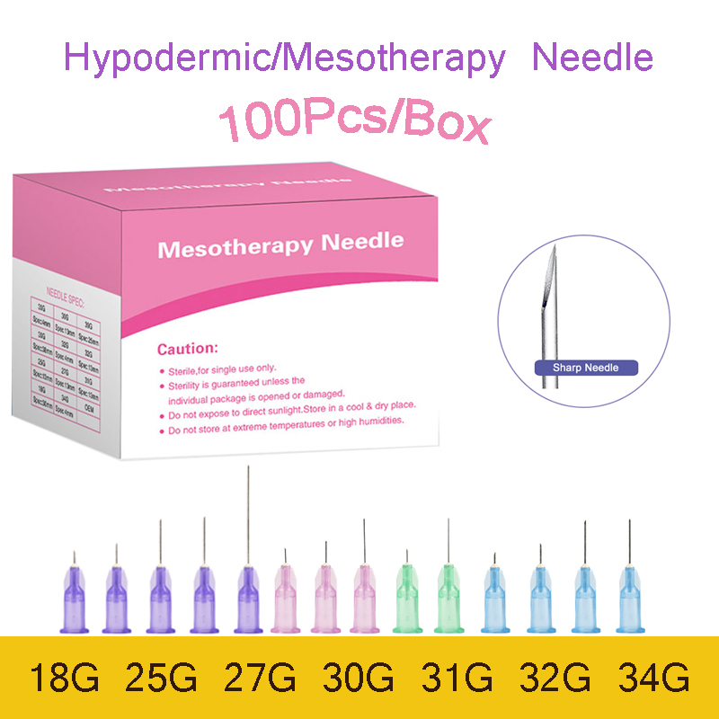Korea 10-200pcs 30G 13mm 34G 4mm meso Superfine Teeth Irrigator Disposable Micro Painless Tattoo Sharp Tips Needle