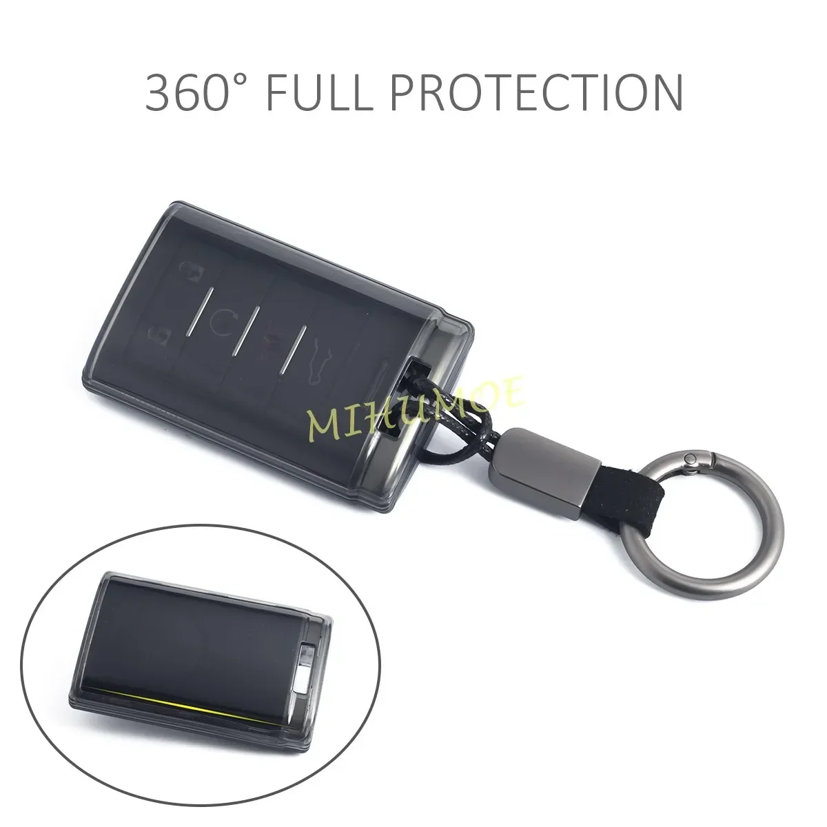 Black Transparent Car Remote Key Case Cover Keychain Protector