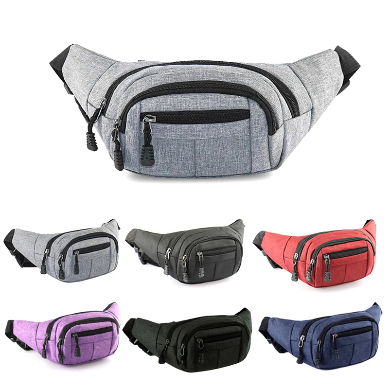 Men Women Waist Bag Waterproof Multi-pocket Zipper Open Adjustable Coin Pouch For Outdoors