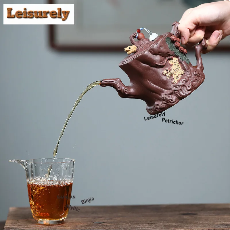 500ml Handmade Yixing Purple Clay Teapots Handmade animals pine Pot Raw Ore Purple Mud Kettle Zisha Tea Set Drinkware Decoration