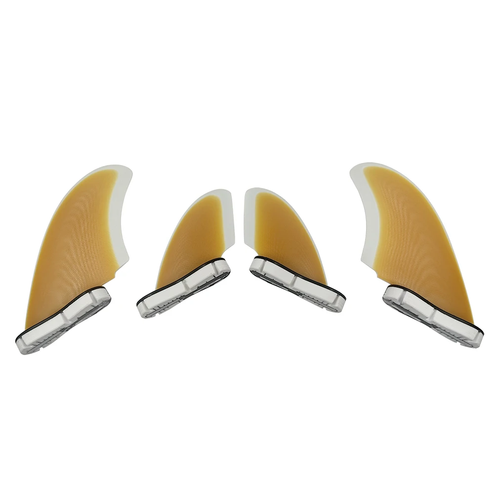 UPSURF FCS II Fins Surfboard Quad Fins Fiberglass Yellow RM 4 Fins High Performance Double Tabs 2 Surf Keel+Rear Fin