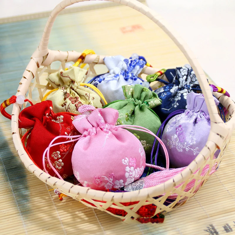 Embroidery Drawstring Storage Bag Tassel Small Empty Pouch Car Pendant Children Baby Mosquito Repellent Lavender