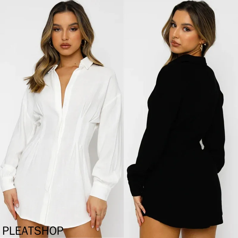 

Женское Монохромное сексуальное мини-платье с воротником-рубашкой на талии, популярная Европейская и американская одежда, осень и зима, новинка