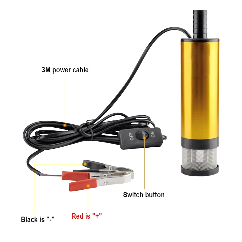 Electric Pump Oil Transfer Pump Submersible Electric Pump Water Transfer Pump Car Electric Fuel Pump DC 12V 24V For Automatic Pumping Diesel Water Submersible 12L/Min Fuel Transfer Pump Aluminum Alloy