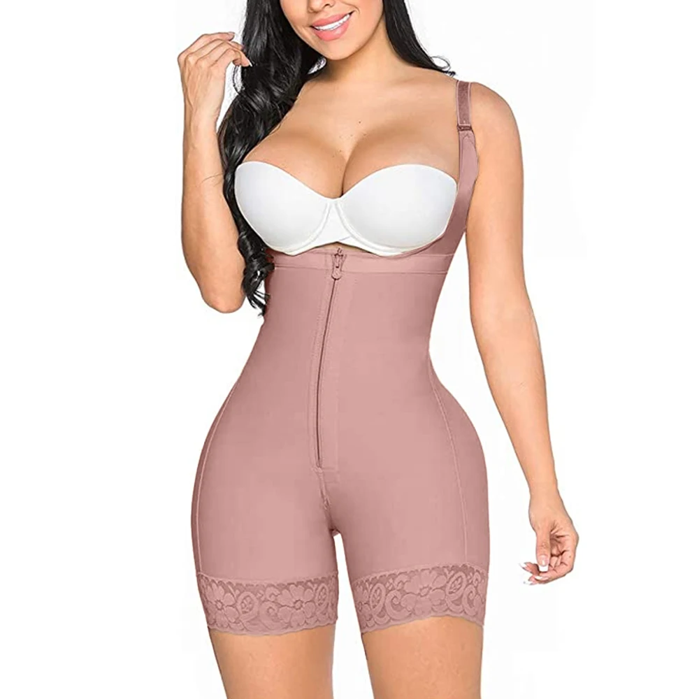 Front Zipper Waist Trainer Body Shaper Slimming Shapewear Open-Bust Abdomen Control Butt Lifter Flat Belly Bodysuit