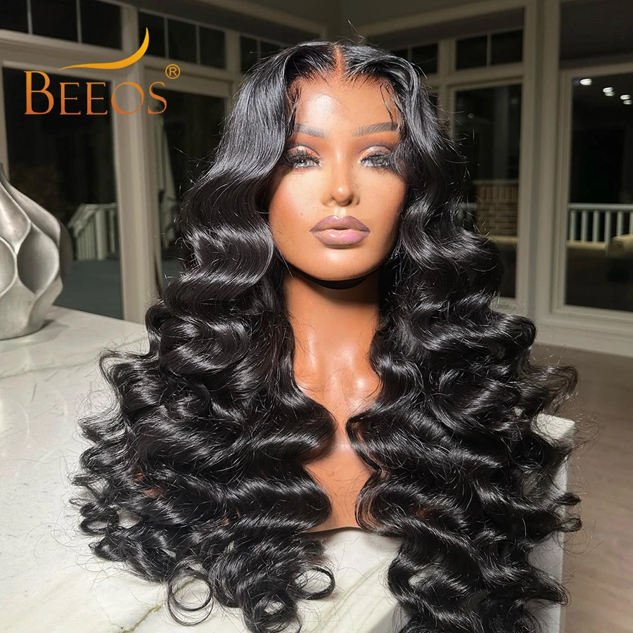 34" 250% Loose Wave 13x6 HD Lace Front Wig Preplucked 13x4 HD Transparent Full Lace Frontal Human Hair Wigs Glueless Wear Go