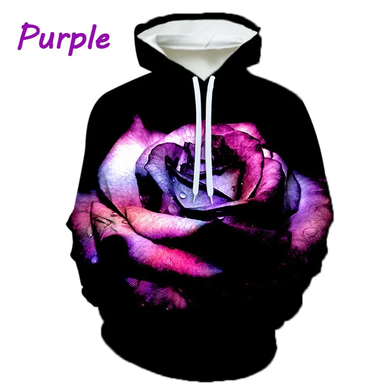 

Hot Products 3D Printing Rose Flower Hoodie Casual Trend Comfortable Unisex Long Sleeve Sweatshirt
