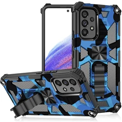 Rugged Camouflage Kickstand Phone Case with Military-Grade Protection for A16 (Camouflage blue)