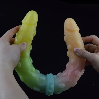 LUUK 16.5 inch Long Double Head Dildo Colorful Lesbian Silicone Anal Plug Sex Toys For Women Vagin G-Spot Stimulate Massage 3