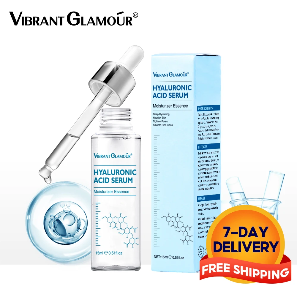 

VIBRANT GLAMOUR Hyaluronic Acid Face Serum Anti-Aging Shrink Pore Whitening Moisturizing Essence Face Cream Dry Skin Care 15ml